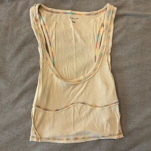 Urban Outfitters Cream cropped tank top with rainbow hem